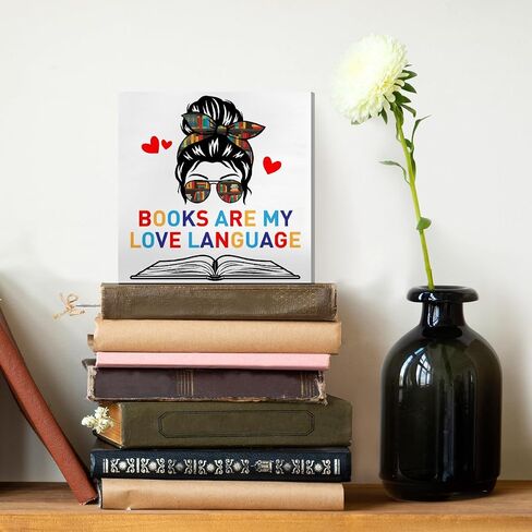 Book Lover Decor Wooden Box Sign, Bookworm Nerd Bookish Librarian Desk Decoration Home Bedroom Office Bookshelf Decor, Reader Book Lover Gifts for Women Teens Girls, Books Are My Love Language in Saudi Arabia