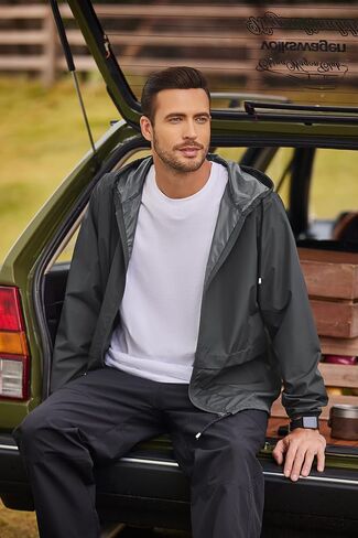 COOFANDY Mens Packable Rain Jacket Lightweight Waterproof Raincoat with Hood Outdoor Rain Gear Travel Hiking Cycling in Saudi Arabia