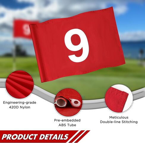 KINGTOP Numbered Golf Flag 20x14 Inch - 420D Dual-layer Nylon, Double Sided Printed, Tube Inserted - Standard Putting Green Flags for Backyard Practice, Golf Courses, Country Club, 1-4 in Kuwait