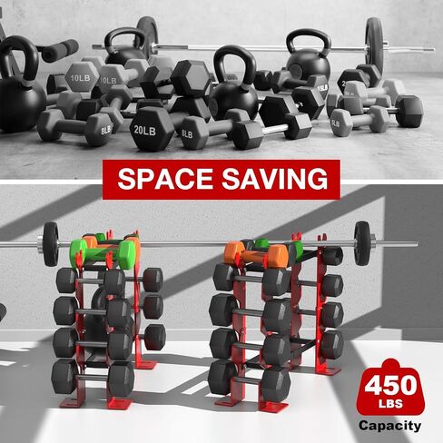 Dumbbell Rack Stand Only, Weight Rack for Dumbbells Strength Training Dumbbell Racks Red and Black 5 Tier 450LBS Capacity Weight Rack for Home Gym Weight Storage Organizer Racks, Suitable for 8-30 LBS in Kuwait