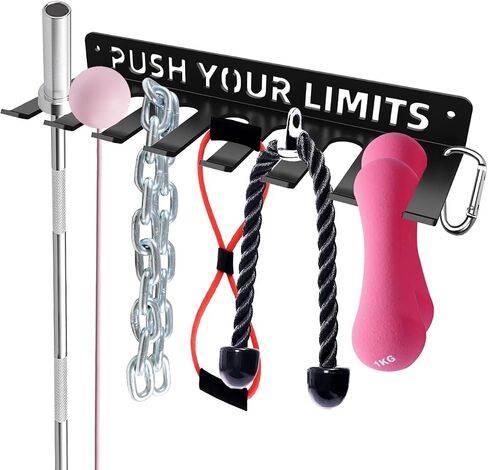 Home Gym Accessories Organization Storage Rack Equipment For Home 8 Hook Wall Hanger Display Gear Barbells Resistance Bands Jump Ropes Lifting Belt Hanger Accessories Hardware Included in Kuwait