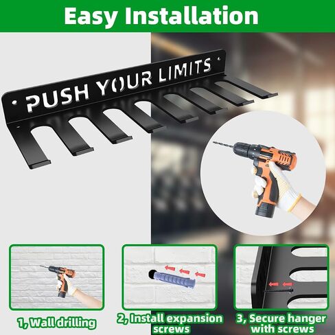 Home Gym Accessories Organization Storage Rack Equipment For Home 8 Hook Wall Hanger Display Gear Barbells Resistance Bands Jump Ropes Lifting Belt Hanger Accessories Hardware Included in Kuwait