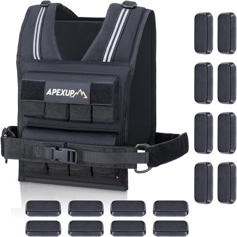 APEXUP Adjustable Weighted Vest Men 20lbs/30lbs/40lbs Weights with Reflective Stripe, Weight Vest Woman Workout Vest for Strength Training Running Walking in Saudi Arabia