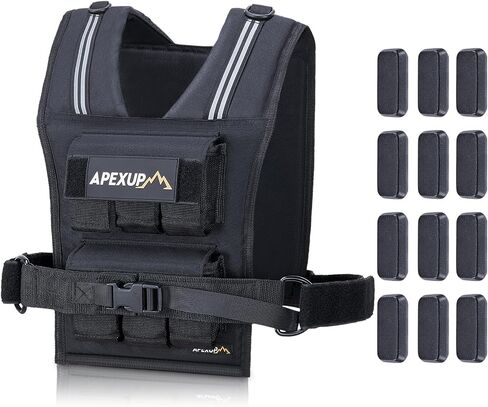 APEXUP Adjustable Weighted Vest Men 20lbs/30lbs/40lbs Weights with Reflective Stripe, Weight Vest Woman Workout Vest for Strength Training Running Walking in Saudi Arabia