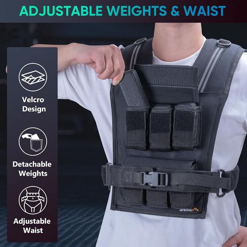 APEXUP Adjustable Weighted Vest Men 20lbs/30lbs/40lbs Weights with Reflective Stripe, Weight Vest Woman Workout Vest for Strength Training Running Walking in Saudi Arabia