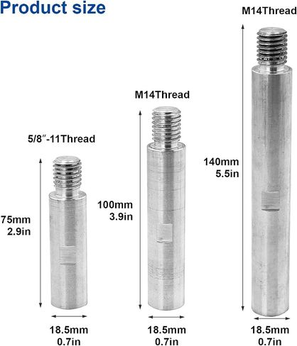 Stainless Steel Rotary Extension Shaft Set for Polishing Pads,Polisher,5/8"-11 M14 Thread Angle Grinder Extension Shaft Set,3''/75mm, 4''/100mm, 5.5''/140mm in Saudi Arabia