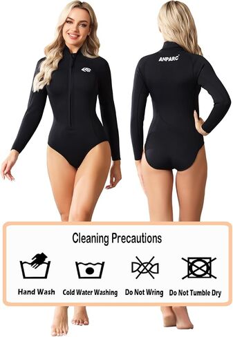 Wetsuit Women 3mm Neoprene, Shorty Wet Suit for Women Cold Water Swimming Long Sleeve Diving Suits with Front Zipper UV Protection for Swimming Diving Snorkeling in Saudi Arabia