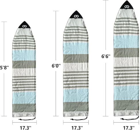 غطاء جورب ركوب الأمواج من WOOWAVE مضاد للأشعة فوق البنفسجية، غطاء جورب ركوب الأمواج سريع الجفاف، حقيبة واقية مضادة للتصادمات، مناسبة للوح القصير، لوح السمك، اللوح الطويل، مقاس 5.8أقدام، 6أقدام، 6.6أقدام، 7أقدام، 8أقدام، 9أقدام in Kuwait