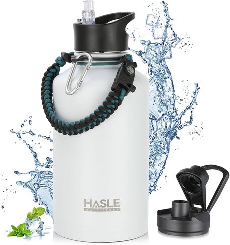 HASLE OUTFITTERS 40oz Stainless Steel Water Bottle, Vacuum Insulated Double Walled Leak Proof Sports Water Bottle with 2 Lids (Straw and Spout Lid) Thermo Mug Keep Cold and Hot(Blue,4) in Saudi Arabia