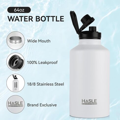 HASLE OUTFITTERS 40oz Stainless Steel Water Bottle, Vacuum Insulated Double Walled Leak Proof Sports Water Bottle with 2 Lids (Straw and Spout Lid) Thermo Mug Keep Cold and Hot(Blue,4) in Saudi Arabia