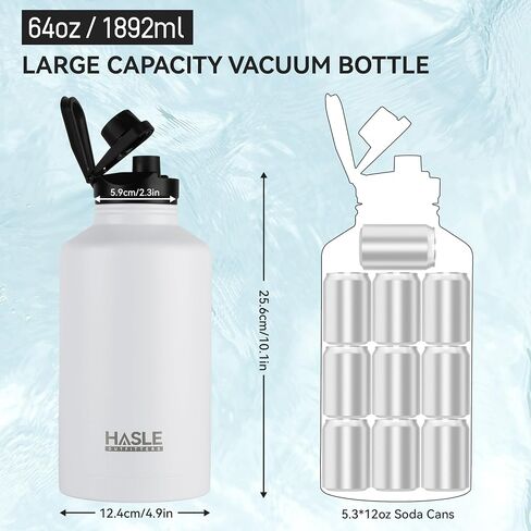 HASLE OUTFITTERS 40oz Stainless Steel Water Bottle, Vacuum Insulated Double Walled Leak Proof Sports Water Bottle with 2 Lids (Straw and Spout Lid) Thermo Mug Keep Cold and Hot(Blue,4) in Saudi Arabia