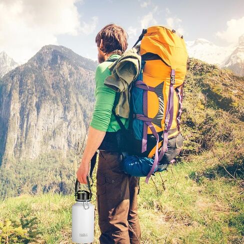 HASLE OUTFITTERS 40oz Stainless Steel Water Bottle, Vacuum Insulated Double Walled Leak Proof Sports Water Bottle with 2 Lids (Straw and Spout Lid) Thermo Mug Keep Cold and Hot(Blue,4) in Saudi Arabia