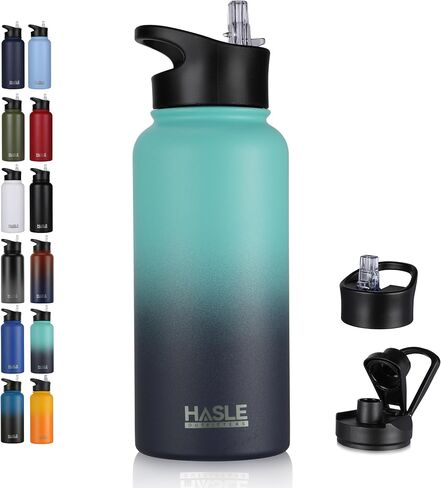 HASLE OUTFITTERS 40oz Stainless Steel Water Bottle, Vacuum Insulated Double Walled Leak Proof Sports Water Bottle with 2 Lids (Straw and Spout Lid) Thermo Mug Keep Cold and Hot(Blue,4) in Saudi Arabia