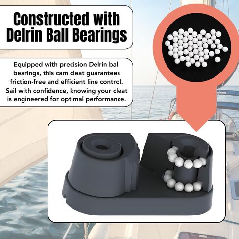 BLUESHARK Nylon Sailing Cam Cleat 130 for Line Sizes 1/8" in to 3/8" in (3-10mm) | 200 lb Safe Working Load 500 lb Breaking Load | Premium Quality in Saudi Arabia