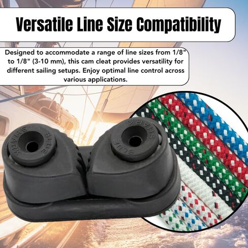 BLUESHARK Nylon Sailing Cam Cleat 130 for Line Sizes 1/8" in to 3/8" in (3-10mm) | 200 lb Safe Working Load 500 lb Breaking Load | Premium Quality in Saudi Arabia