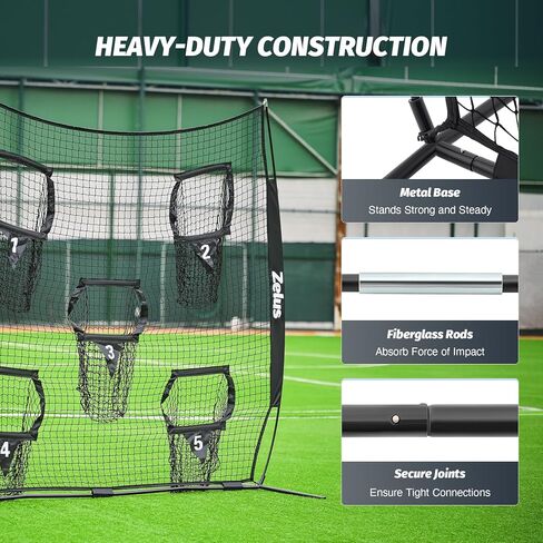 ZELUS Football Throwing Net, Quarterback Training Equipment with 5 Target Pockets, Football Practice Throwing Passing Accuracy Trainer with Carry Bag Ground Stakes for Kids Adults in Kuwait