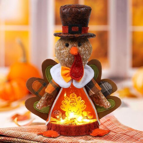 10 Inches Plush Light Up Turkey Toy Holiday Present,Lighted Thanksgiving Turkey, Thanksgiving Gifts Winter Mantle Tabletop Decor in Kuwait