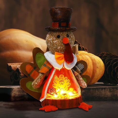 10 Inches Plush Light Up Turkey Toy Holiday Present,Lighted Thanksgiving Turkey, Thanksgiving Gifts Winter Mantle Tabletop Decor in Kuwait