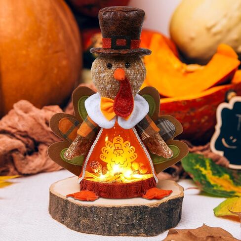 10 Inches Plush Light Up Turkey Toy Holiday Present,Lighted Thanksgiving Turkey, Thanksgiving Gifts Winter Mantle Tabletop Decor in Kuwait