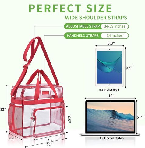Bagenius Clear Bag Stadium Approved 12×6×12 Clear bag for Stadium Events Sports Concert Festival Work in Saudi Arabia