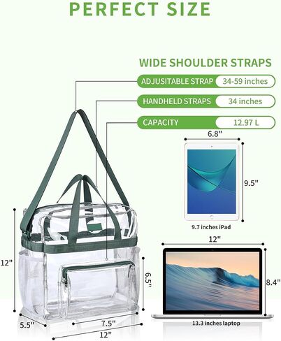 Bagenius Clear Bag Stadium Approved 12×6×12 Clear bag for Stadium Events Sports Concert Festival Work in Saudi Arabia