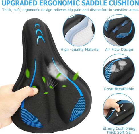 Bike Seat Cushion, Gel Padded Bike Seat Cover for Men Women Comfort, Extra Soft Padding Bicycle Seat Cushion for Peloton Bike, Stationary Exercise Bike, Road Bike, Mountain Bike, Cruiser, Ebike in Saudi Arabia