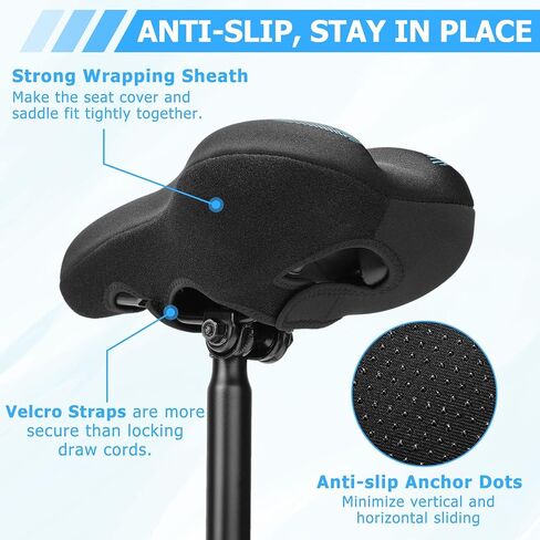 Bike Seat Cushion, Gel Padded Bike Seat Cover for Men Women Comfort, Extra Soft Padding Bicycle Seat Cushion for Peloton Bike, Stationary Exercise Bike, Road Bike, Mountain Bike, Cruiser, Ebike in Saudi Arabia