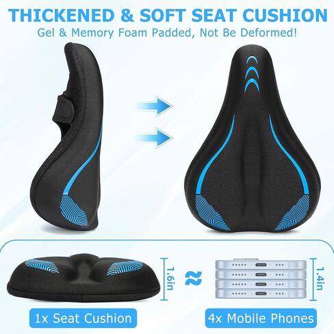 Bike Seat Cushion, Gel Padded Bike Seat Cover for Men Women Comfort, Extra Soft Padding Bicycle Seat Cushion for Peloton Bike, Stationary Exercise Bike, Road Bike, Mountain Bike, Cruiser, Ebike in Saudi Arabia