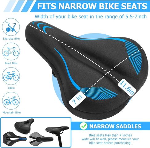 Bike Seat Cushion, Gel Padded Bike Seat Cover for Men Women Comfort, Extra Soft Padding Bicycle Seat Cushion for Peloton Bike, Stationary Exercise Bike, Road Bike, Mountain Bike, Cruiser, Ebike in Saudi Arabia