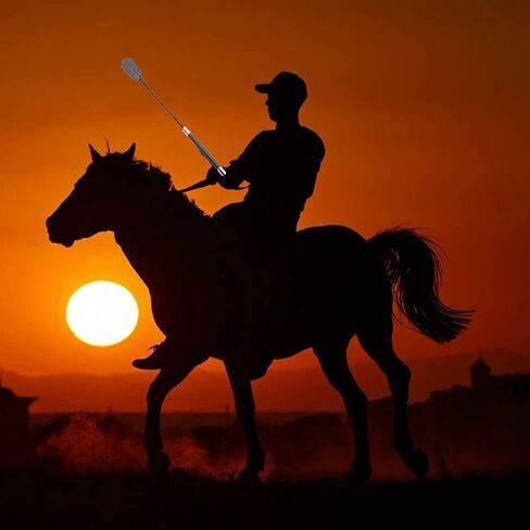 Horse Crop, Faux Leather Riding Crop With Anti-Slip Grip Gel Handle 13.8 inch/35cm (Black and Silver) in Kuwait