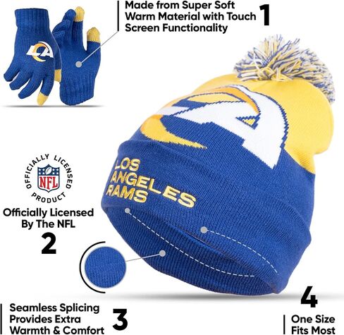 Ultra Game NFL Mens Womens Super Soft Winter Beanie Knit Hat With Extra Warm Touch Screen Gloves in Saudi Arabia