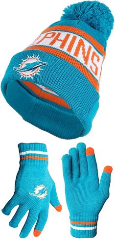 Ultra Game NFL Mens Womens Super Soft Winter Beanie Knit Hat With Extra Warm Touch Screen Gloves in Saudi Arabia