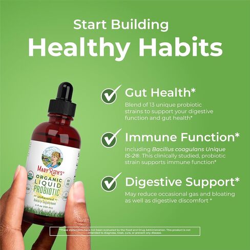 USDA Organic Liquid Probiotic | Digestive Health | Probiotics for Women | Probiotics for Men | Probiotics for Kids | Acidophilus Probiotic | Vegan | Non-GMO | Travel Friendly | 20 Servings in Saudi Arabia