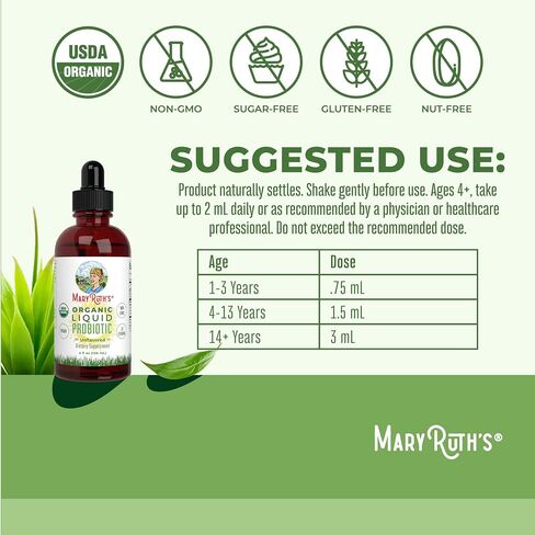 USDA Organic Liquid Probiotic | Digestive Health | Probiotics for Women | Probiotics for Men | Probiotics for Kids | Acidophilus Probiotic | Vegan | Non-GMO | Travel Friendly | 20 Servings in Saudi Arabia
