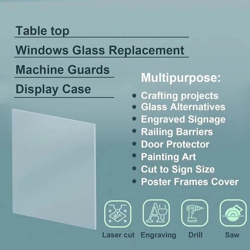 Plexiglass Sheets - Clear Acrylic Sheets, 24x24 Inches, 1/8 Inch Thick, Set of 2, Acrylic Glass Sheets -Transparent Plastic Sheets - Durable, Shatterproof in Kuwait