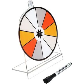 6 Inch Prize Wheel for Prizes, 10 Slots Game Spinner Wheel, Small Tabletop Roulette Spinner with Pen, Easy Assembly, Dry Erase, Portable, 6 inch, 5mm, Arylic