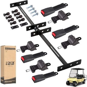 10L0L Universal Golf Cart Seat Belts, Retractable Belts with Bracket 42" Street-Legal Upgrades Fits 4 /(2+2) Passenger Yamaha EZGO TXT RXV Club Car DS EV Star Most Golf Carts Front/Rear Seat