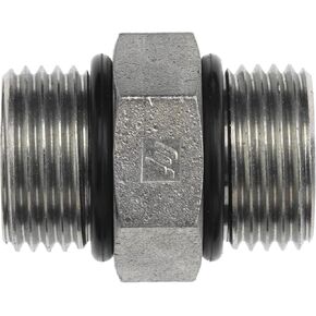 Brennan Industries 6464-08-08-O Steel Straight Tube Fitting, 3/4"-16 SAE ORB x 3/4"-16 SAE ORB Thread, 1/2" Male O-Ring Boss x 1/2" Male O-Ring Boss