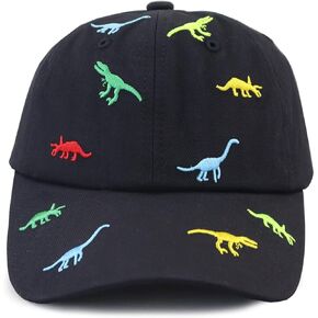 Dinosaur Hat for Kids Age 3-10 Years, Adjustable Embroidered Baseball Cap for Boys Girls