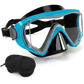 Diving Mask, Snorkel Mask for Adults, Scuba Diving Half Mask, Swimming Goggles with Anti-Fog Impact-Resistant Lens, Waterproof Silicone Nose Cover