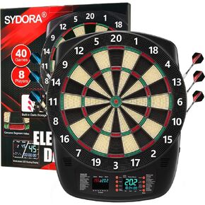 Electronic Dartboard Set with Colorful LED Displays, Soft Tip Cricket Dart Board AC & Batteries - Including 6 Darts, 130 Tips,6 Integrated Dart Tail, 2.5m Extended Power Adapter