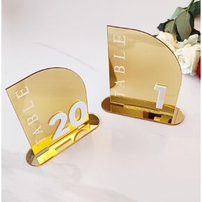Wedding Table Numbers,Semi-Arched Mirrored Acrylic Table Numbers for Party,Events,Occasion Decoration (Number 1-20, Rose Gold Mirror)
