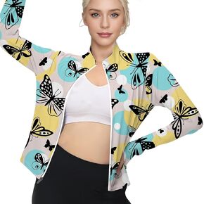 Womens Lightweight Full Zip Running Track Jacket UPF 50+ Long Sleeve Jacket Sun Shirt Hiking