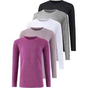 5 Pack: Youth Girls Long Sleeve Shirts Dry Fit Athletic T-Shirts Soft Active Performance Tees Tops for Kids Teens in Saudi Arabia