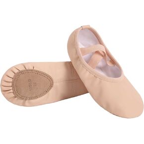 Daydance Toddler Girls Boys Ballet Shoes PU Leather Dance Slippers for Little/Big Kids