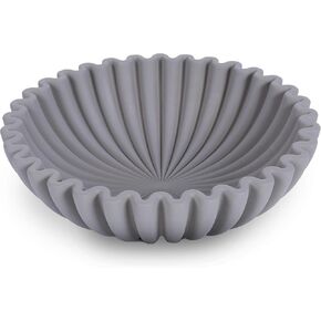 Large Decorative Bowl - Modern Handicraft Bowls for Home Decor - Decorative Bowls for Home Decor - Organic Modern Home Decor Bowl - Concrete Ruffle Bowl Decor - Fluted Bowl - Scalloped Bowl