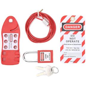 Cable Lockout Hasp, Fish Shaped Cable Lockout Hasp, Red Safety Padlock for Improving Maintenance Efficiency