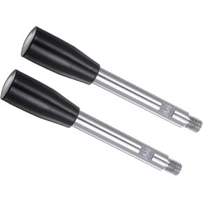 Revolving Crank Clamping Handle, M10 Male Thread 125mm Length, Chrome Plated Long Arm Handwheel Handle Knob Black - (Applications: for Lathe Machinery), 2-Pieces