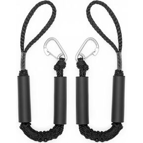 2 PK Black Bungee Dock Lines for Boats 2FT with 316 Stainless Clip Boat Accessories Marine Grade Boat Rope Boating Accessories Boat Dock Lines Jet Ski or PWC Mooring Boat Lines & Dock Ties