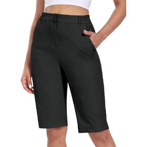 Hiverlay Women's Golf Bermuda Shorts 13" Knee Length Quick Dry Long Hiking Camping Shorts for Summer with 5 Pockets